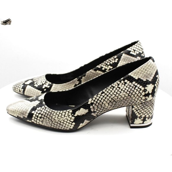 Calvin Klein Women's Pumps BLACK/WHITE - Black & White Snake-Embossed Pointed-To - Picture 7 of 8